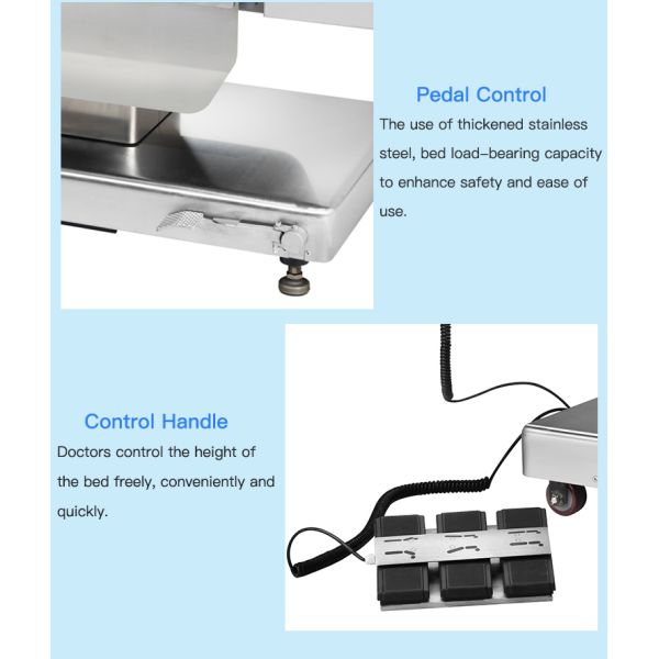 304 Stainless Steel Electric Operating Table For Eye Surgery Foot Pedal Switch With Sliding