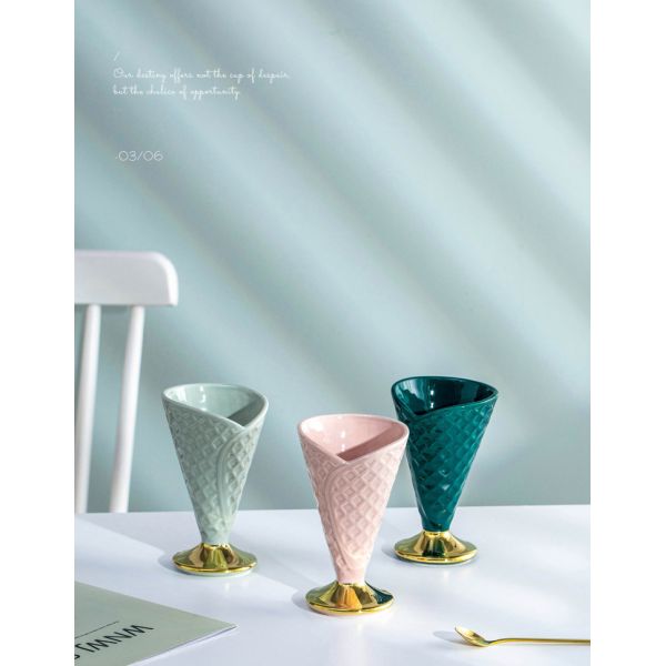 Porcelain Ceramic Home Decoration Cup For Ice Cream Dessert OEM