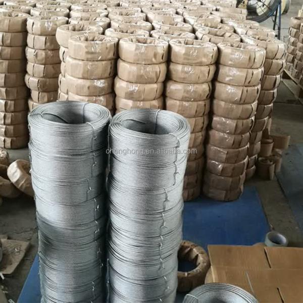 Hot-Dipped Galvanized Aircraft Cable MIL-DTL-83420 2000N/MM2 7x19 Steel Wire Rope 3/32'' reels with 2.000 m/each and Made