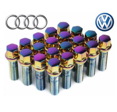 Coloured VW Wheel Bolts 14x1.5 Thread Pitch , Chrome Lug Bolts 10.9 Grade Solid