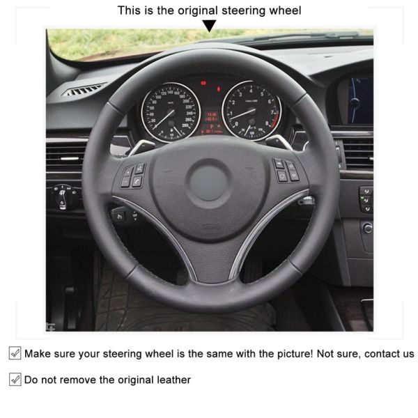 Customized Leather Steering Wheel Cover for BMW E90 325i 330i 335i E87 120i 130i 120d