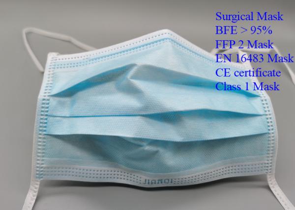Non Irritating 3 Ply Non Woven Face Mask , Recyclable Elastic Ear Loop Mask
