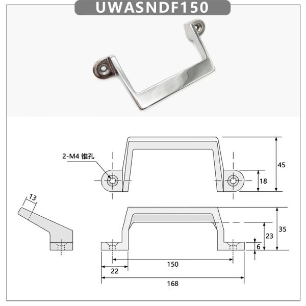 Exterior Solid Offset Handle 45 Degree Inclined Handle 304 Stainless Steel Precision Casting