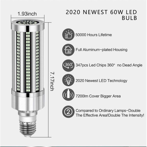 UVA Chips E27 Corn Germicidal UV Light Bulbs 225g 50000h Life