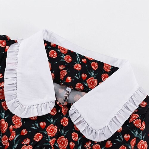 OEM maufactory  Print Long Skirt Doll Collars Polyester European American Long Sleeved