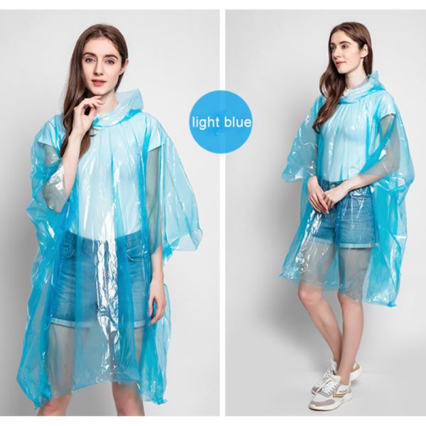 Waterproof Disposable Raincoat for Women Adults Transparent Colorful Plastic Foldable