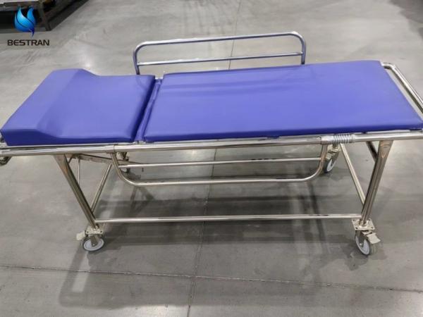 Manual MRI Stretcher Non Magnetic Stainless Steel Backrest Adjustable Hospital Tranfer