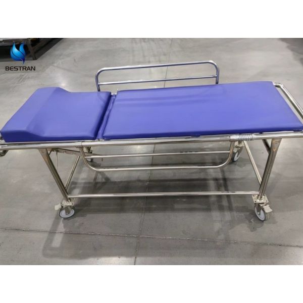 Manual MRI Stretcher Non Magnetic Stainless Steel Backrest Adjustable Hospital Tranfer