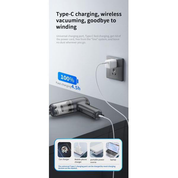 Cordless Car Cleaning Vacuum Cleaners 4000mAh Battery Hand Held Vacuum Cleaners
