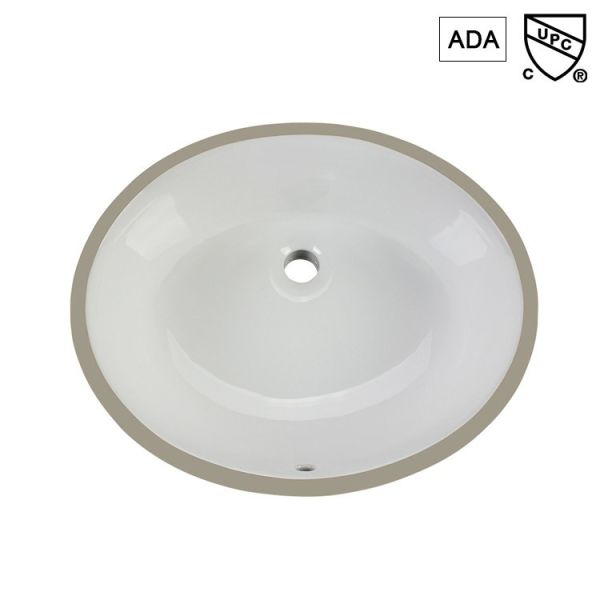 Pouces en céramique ovale moderne blanc d'Ada Bathroom Sinks Undermount Trough