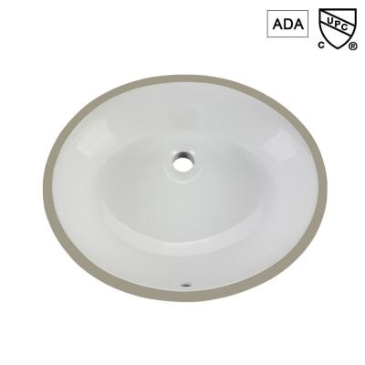 White Modern Ada Bathroom Sinks Undermount Trough Oval Ceramic 15 Inch