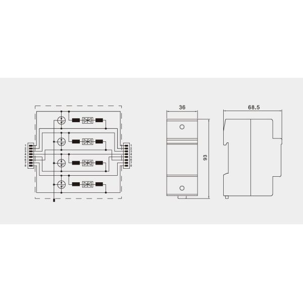 POE Surge Protector with 5KA Nominal Current IP20 Protection and Steel Enclosure for RJ45 Network Surge Arrestor