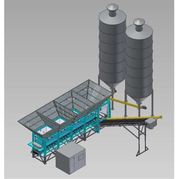 Mobile dry concrete mixing plant Capacity 60 m³/h with Cement weighing system