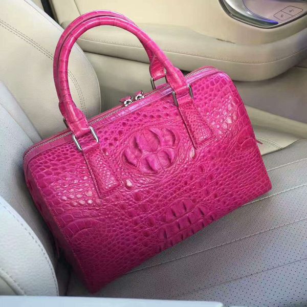 Genuine Real Alligator Skin Women Boston Purse Lady Handbag Exotic Authentic Crocodile Leather Female Cross Shoulder Bag