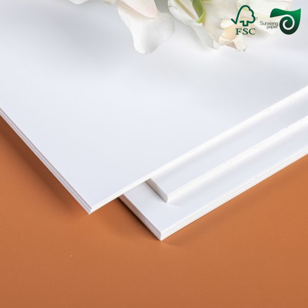 Premium One Sided Coated Glossy White Ivory Paper FSC Mix Credit Paper C1S