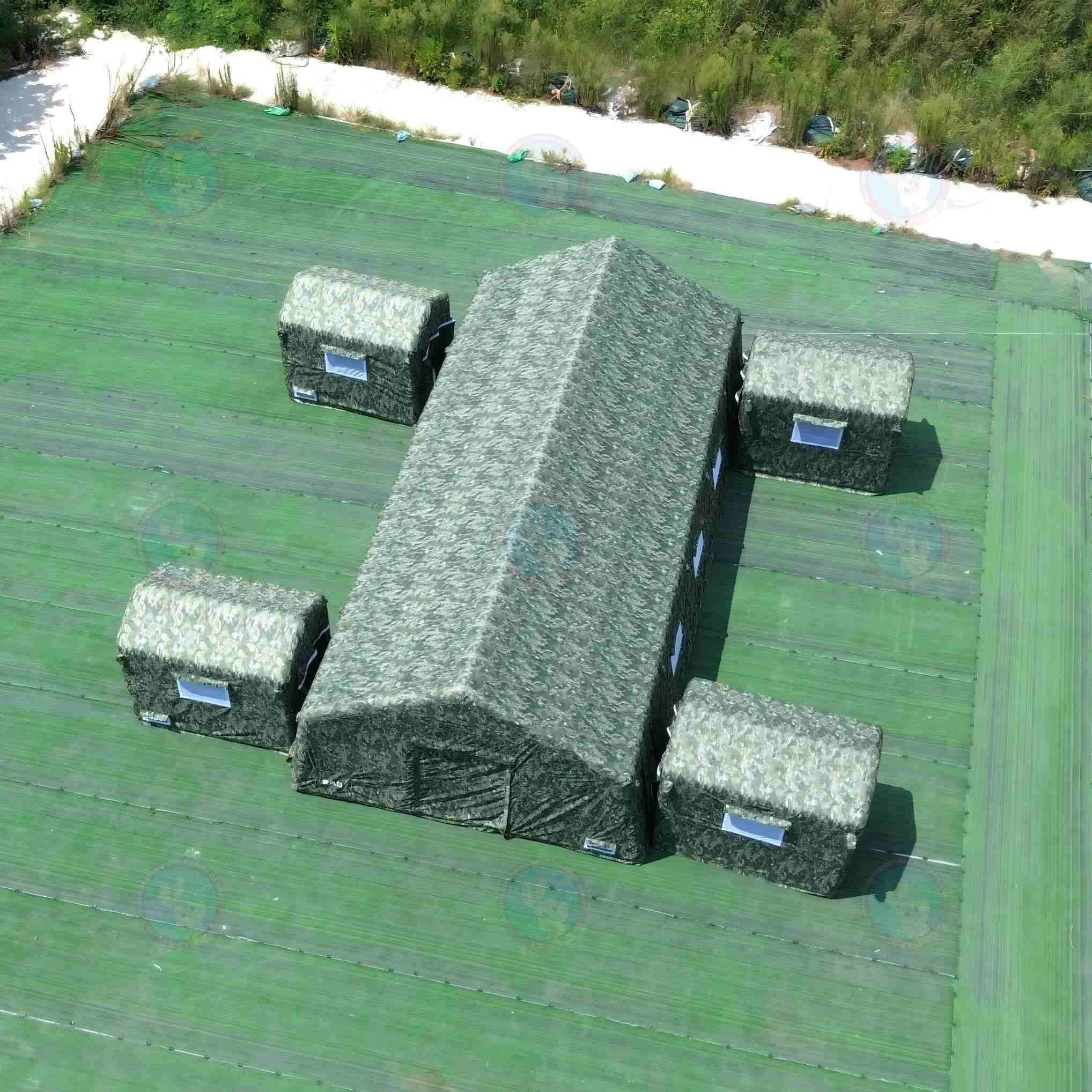 China Factory Custom Inflatable Outdoor Tent Great Value Large Medical Shelter Warehouse Tent Event Camouflage Emergency Use