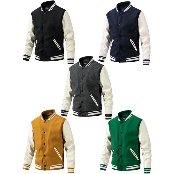 Winter Stand-up Collar Quilted Jacket for Customized Sample Men's Baseball Jacket