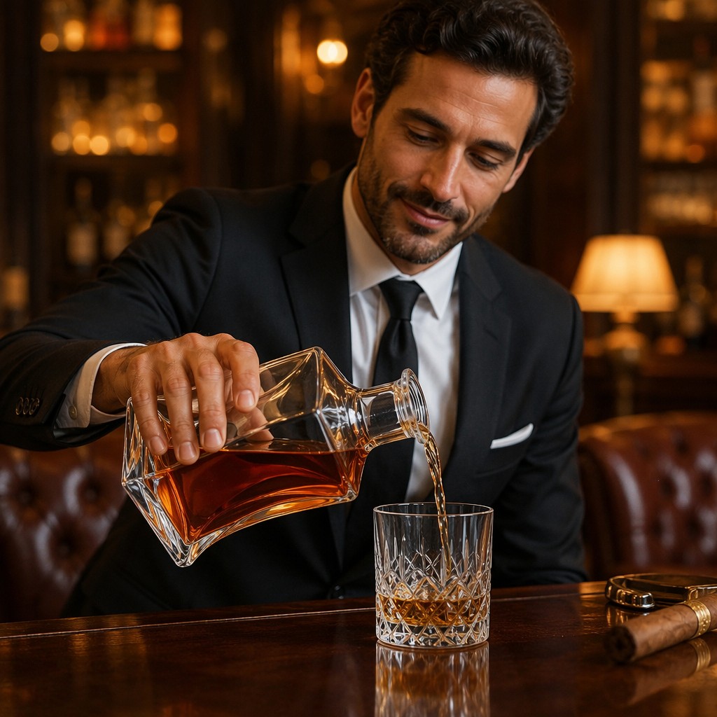 Twisted Square Whiskey Decanter Glass Liquor Flask With Heavy Bottom Crystal Cap