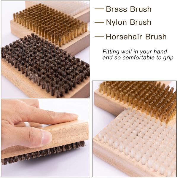 3 Piece Ski Wax Brush Kit Snowboards Rectangular 1cm Bristles