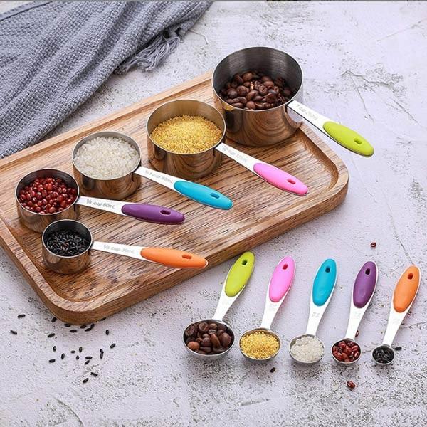 10pcs Stainless Steel Measuring Cups And Spoons Set For Cooking And Baking