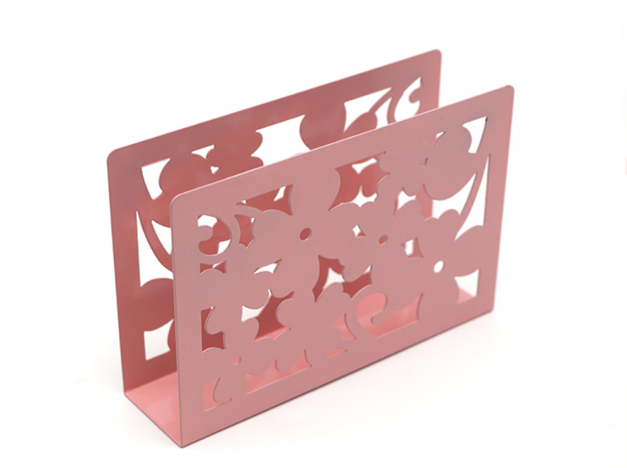 Pink Metal Napkin Holder , Lightweight Metal Tissue Holder 15x4x10 Cm