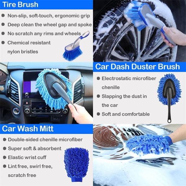 Personalised Automotive Car Detailing Brush Kit AC Wheels Dashboard Cleaner 19PCS