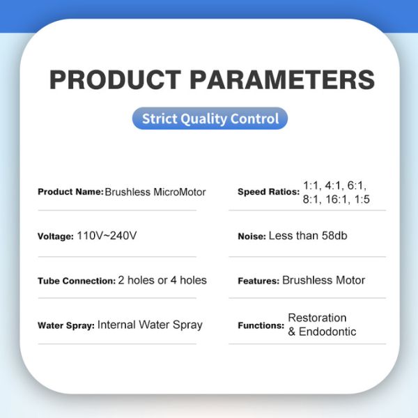 40000 оборотов в минуту Зубное светодиодное освещение Бесчетушный электрический микромотор
