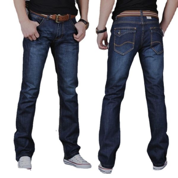 Zipper Fly XMAMLON Stretch Regular Fit Pants Fashion Men's Denim Slim Mid Waist Jeans