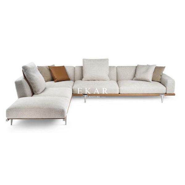 High End Modern Home Furniture Sectional L Shaped Fabric Couch Living Room Sofa