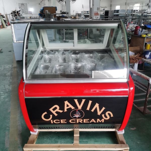 201/304 Stainless Steel Gelato Display Freezer Ice Cream Showcase With 10 Barrels