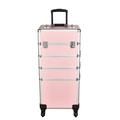 High Durability Aluminium Beauty Trolley Case , Customized 4 In 1 Vanity Case