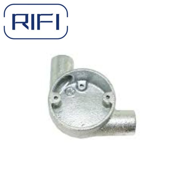 Caja de ángulo de unión de conductos de hierro maleable galvanizado y sumergido en caliente BS4568, BS31 20 mm, 25 mm