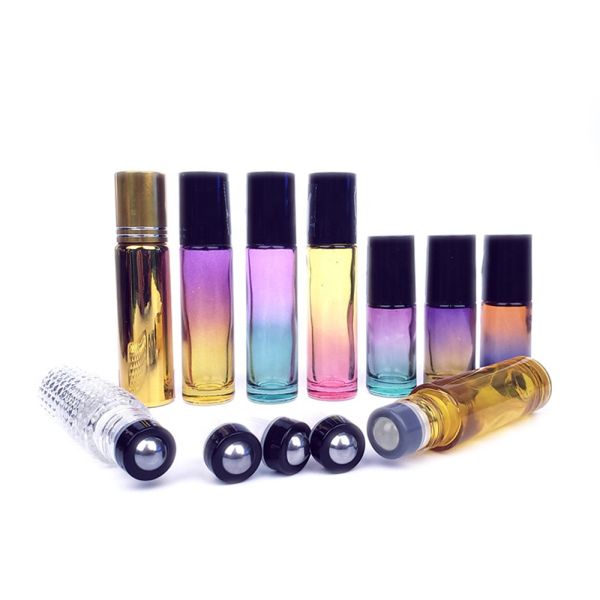 10 Ml Gradient Color Glass Roller Bottles For Essential Oil Roll On Bottle