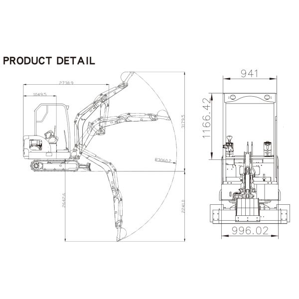 KV25 Diesel Mini Excavator 18.4kw Engine Power