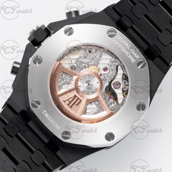 Reloj cronógrafo automático Audemars Piguet Royal Oak Offshore 44mm Calibre 3126 con caja de cerámica negra y cristal de zafiro, deportivo de lujo