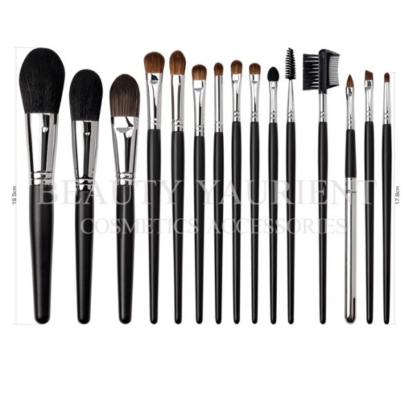 SA8000 Certified Durable Black Face Makeup Brush Set For Face Lip Eyes