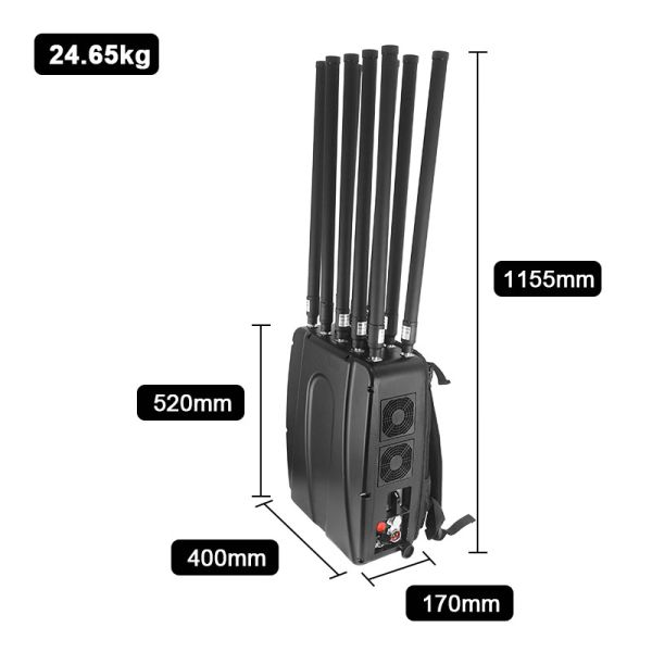 Интеллектуальная 10 антенна 1,5 км 433mhz 2.4G Manpack Jammer с детектором дронов