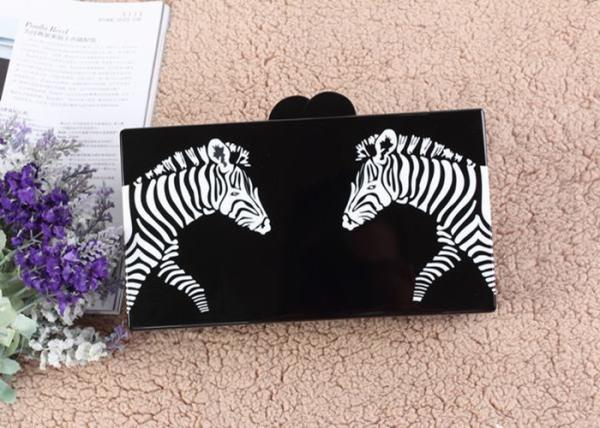 Two Zabras Pattern Acrylic Clutch Bags Black Box Size For Beautiful Girls