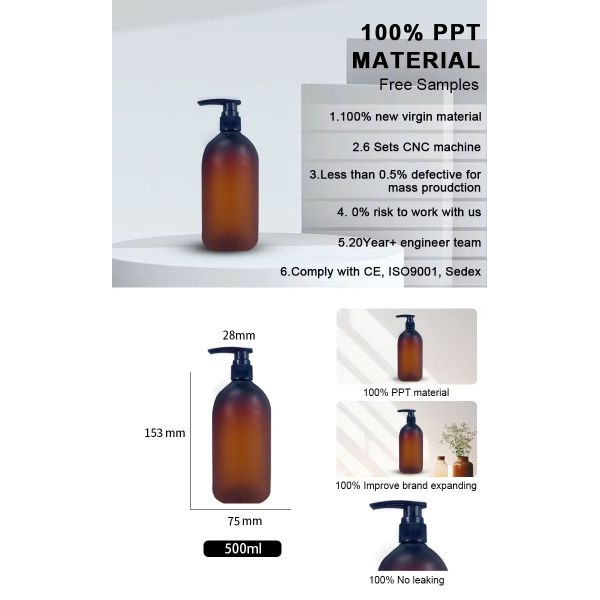 Custom 250ml 500ml 1000ml Frost Matte Body Care Cosmetic Container Shampoo Conditioner Shower Gel Lotion Plastic Bottle