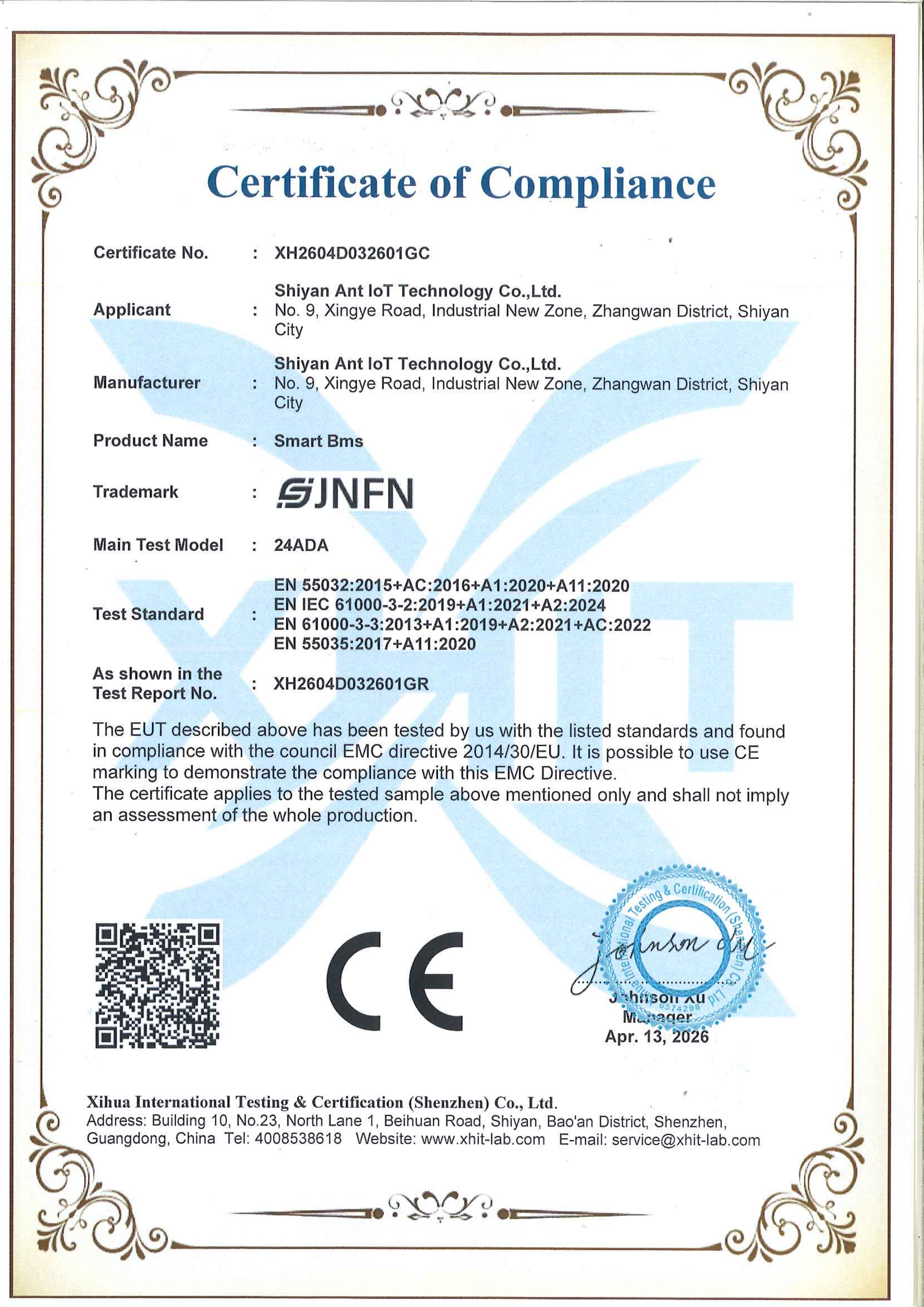 Dongguan Jinfen Electronics Co., Ltd. Certifications