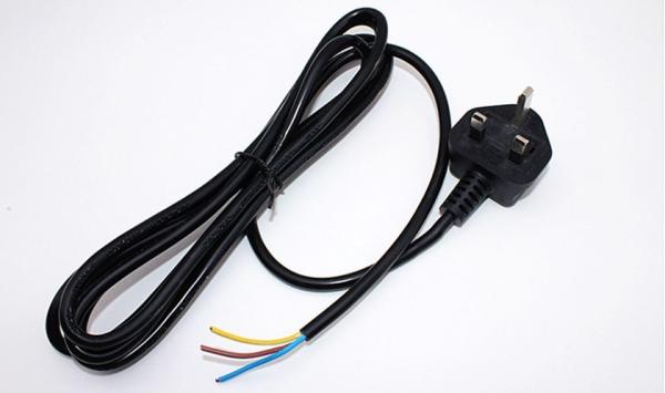 Hot sale BS 3 pin 10A AC Power Cable With Stripped 0.5m-10m OEM power cord