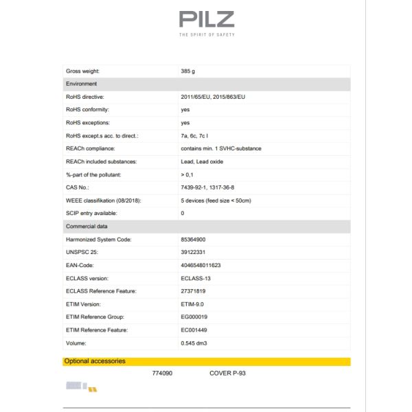 Pilz PNOZ X3 Emergency Stop Safety Relay With 24V Dc Supply Voltage 230V Ac Dual-Channel 3 Safety Contacts