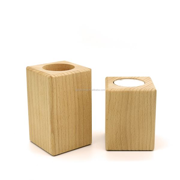 Wooden candle holder in Exclusive Natural Beech Wood base 100% Eco Product Accept Customized Logo
