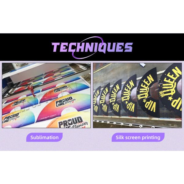 Custom Printed Large 33 cm Portable Painted Design Rave Bamboo Folding Hand Fan for Music Performance Festivals and Parties