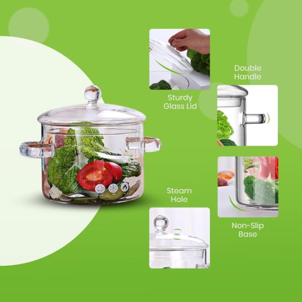 Modern Heat Resistance Glass Cooking Pot Multi Functional Tableware Soup Set