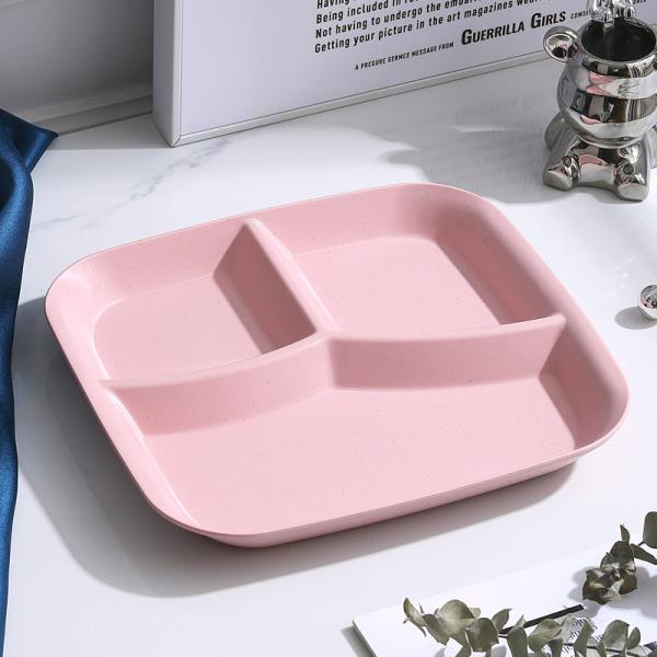 Reutilizável 3 compartimentos Prato de jantar BPA-Free Microondas Lavadora de louça Fios de trigo seguro PP