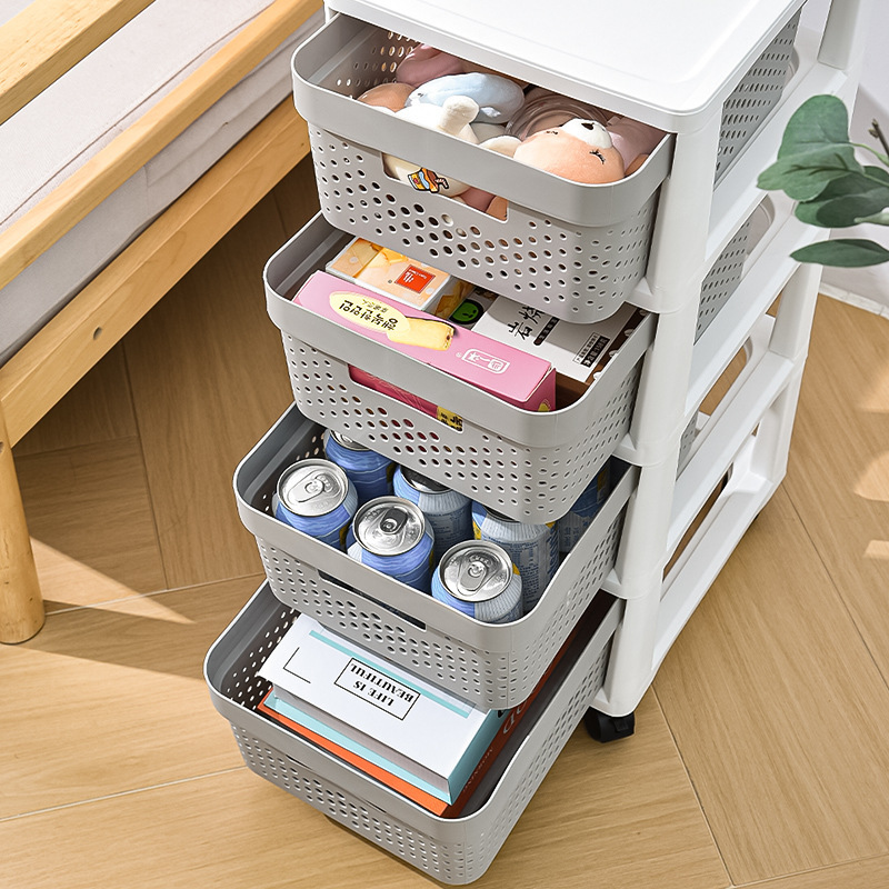 Customizable Four-Tier Pullable Plastic Storage Chest of Drawers Easy Push-Pull with Logo Handle