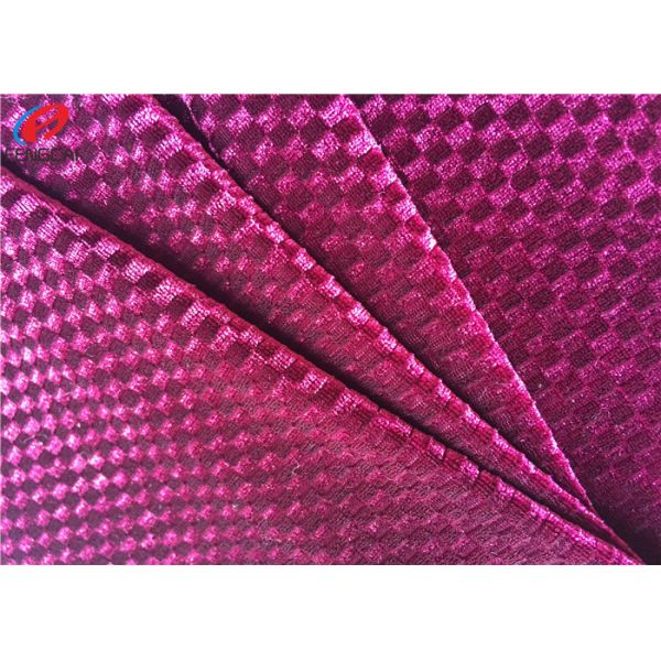 Ткань бархата простирания гравировки полиэстера связанная печатанием, сияющая ткань тартана