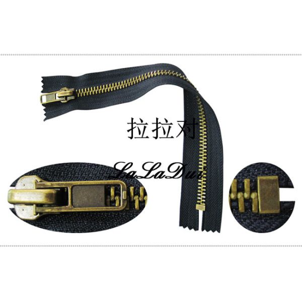 Antique Brass Steel Flame Resistant Zippers , Pants And Suits Closed Ended Metal Zips