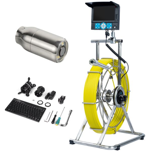 CE Certified 60m Cable Reel Pipeline Cctv Inspection Self Leveling